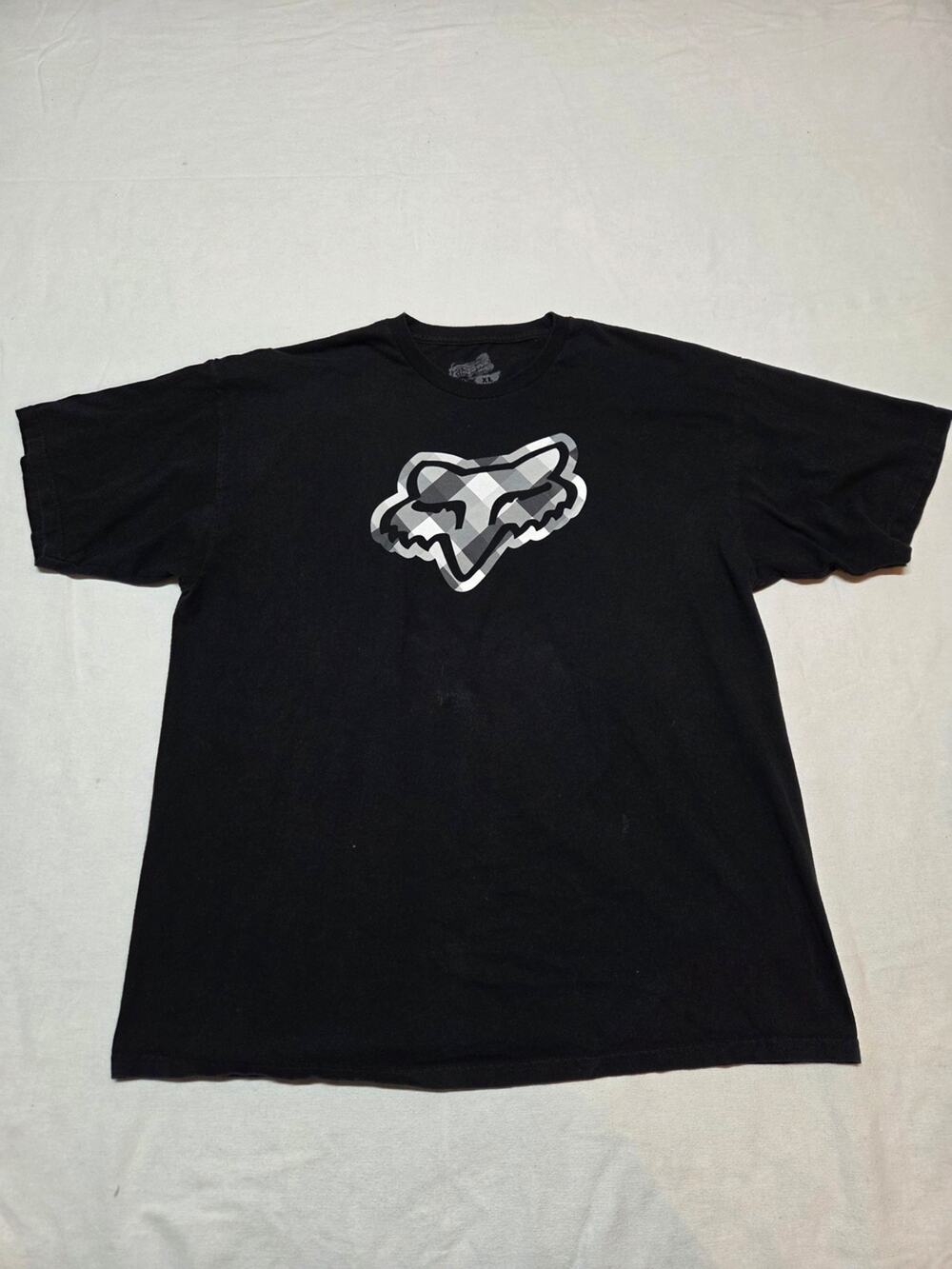 Fox Black Tee with Gray Camo Fox Head Size XL